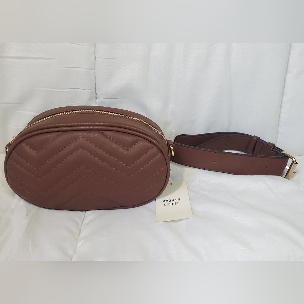 PU Round Waist / Chest Bag Milk Chocolate